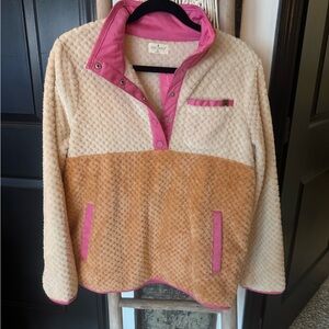 Simply Southern Pink and Cream Fleece Pullover